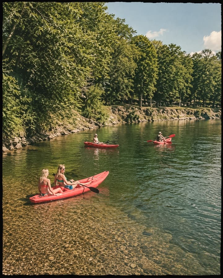 Two kayaks on a Missouri river